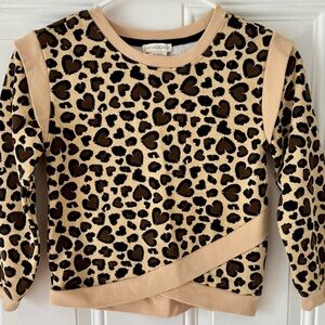 Cynthia Rowley Tan and Brown Leopard Heart Top